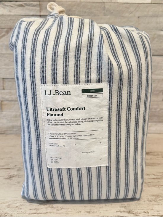 L.L. Bean Other - L.L. Bean King Ultrasoft Comfort Flannel Sheet Set Mariner Blue Stripe NWT $200